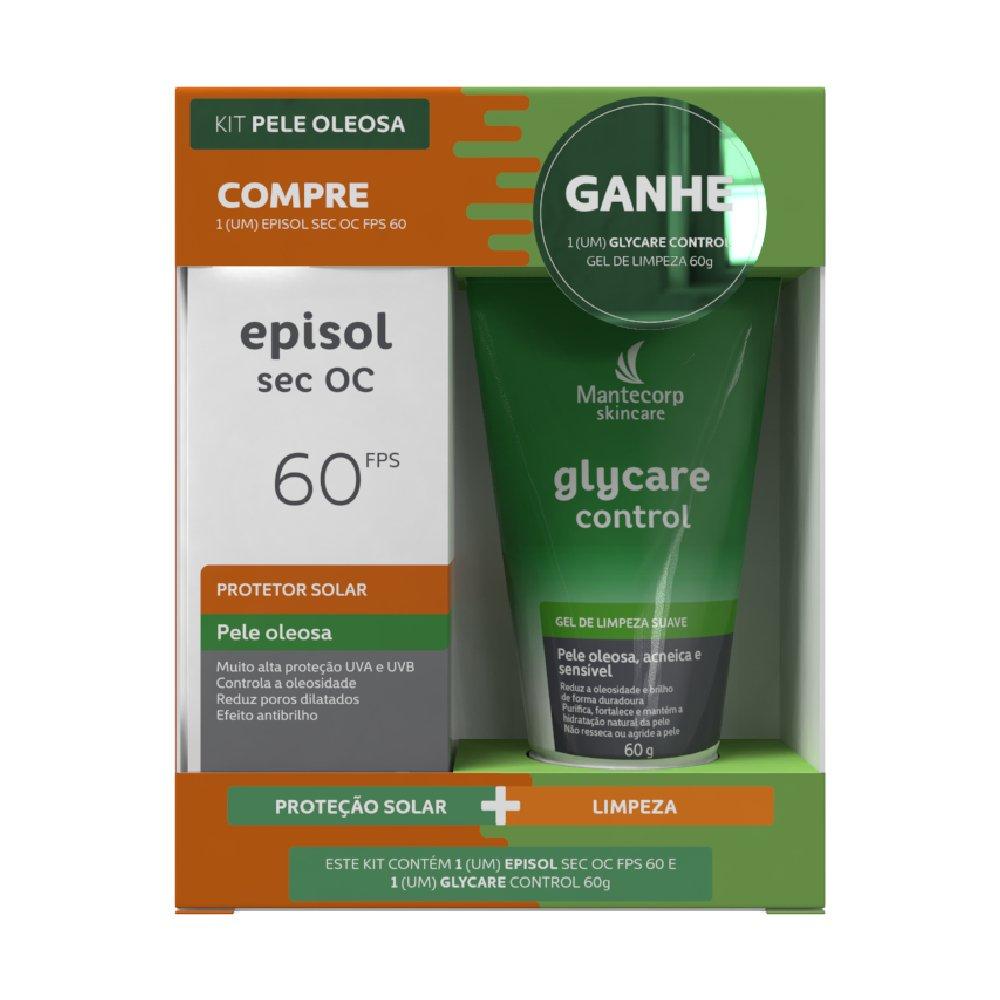 Kit Episol Facial Protetor Solar Sec Oc Fps60 60ml + Gel De Limpeza Glycare Control 60g - 1