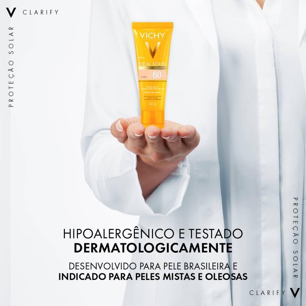 Protetor Solar Vichy Ideal Soleil Clarify Cor Extra Clara Fps 60 40g - 4