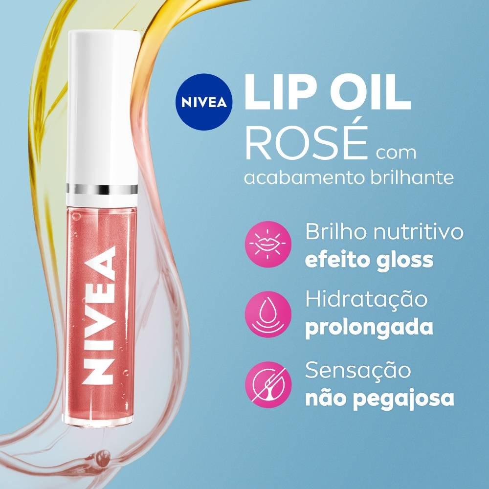 Hidratante Labial Nutritivo Nivea Lip Oil Brilho Rosé 5,5ml - 3