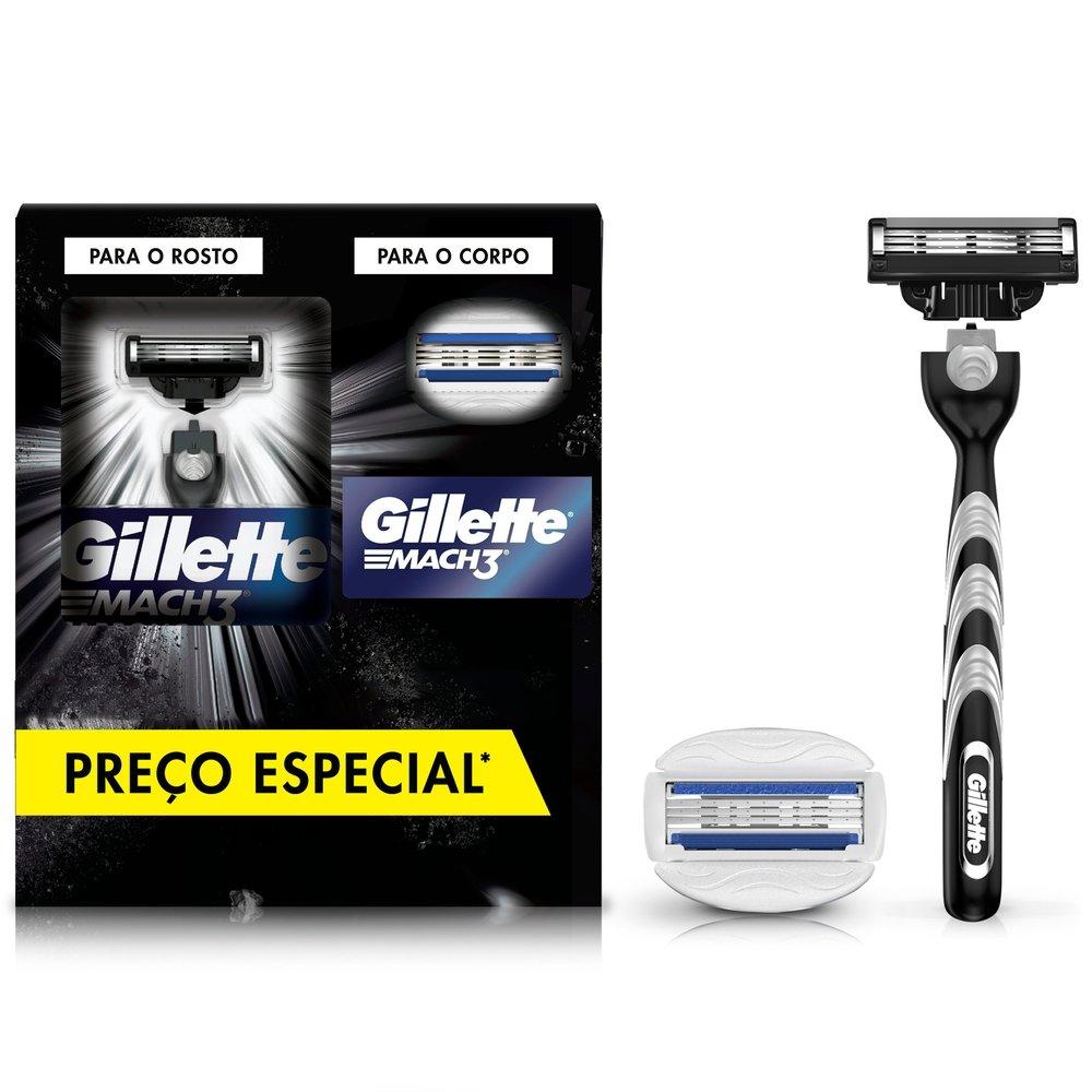 Kit Aparelho De Barbear Gillette Mach3 Carbono + Carga Mach3 Corpo - 2