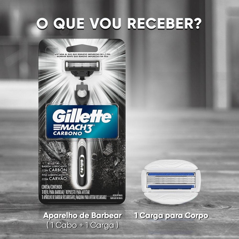 Kit Aparelho De Barbear Gillette Mach3 Carbono + Carga Mach3 Corpo - 3