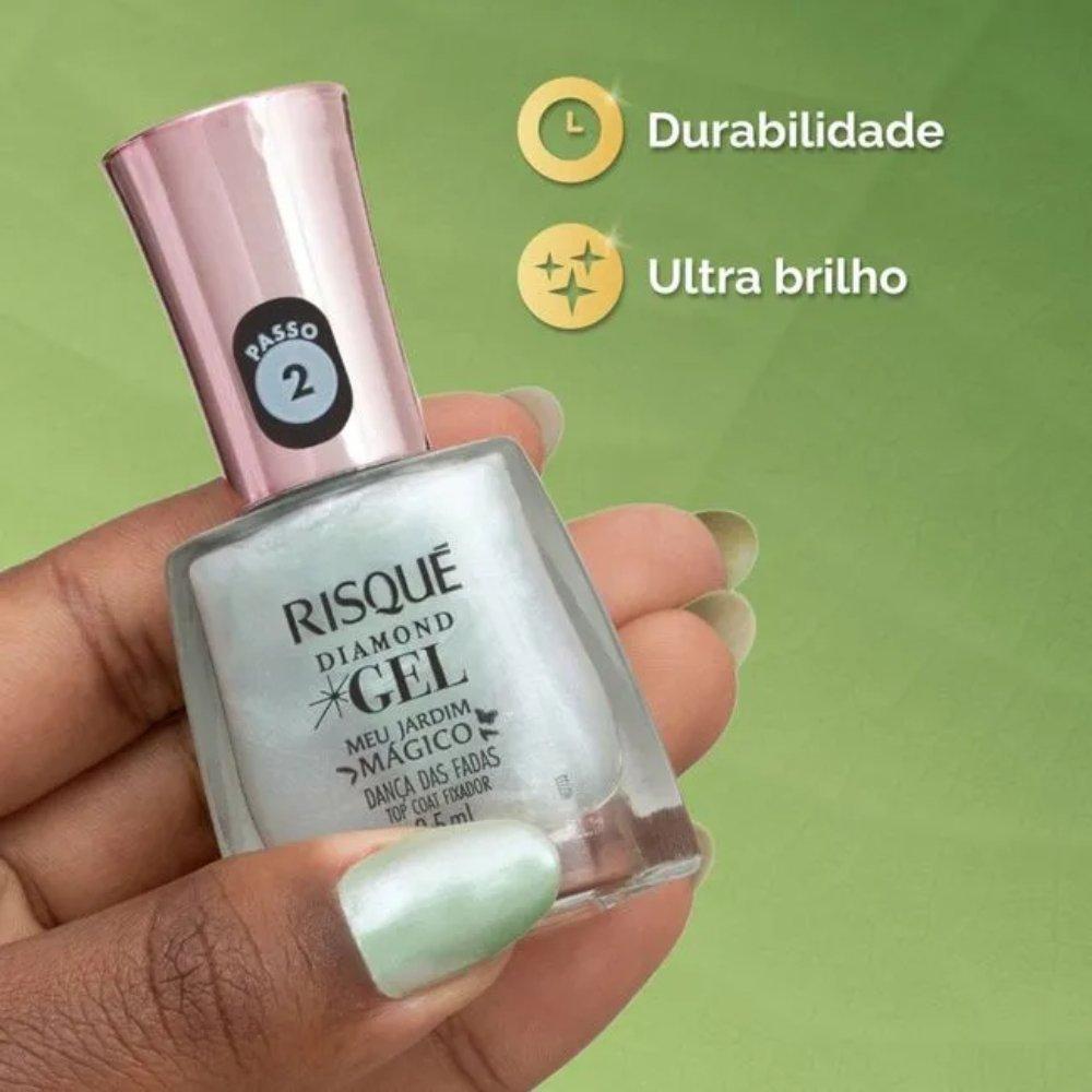 Top Coat Fixador Risqué Diamond Gel Meu Jardim Mágico Dança Das Fadas 9,5ml - 2