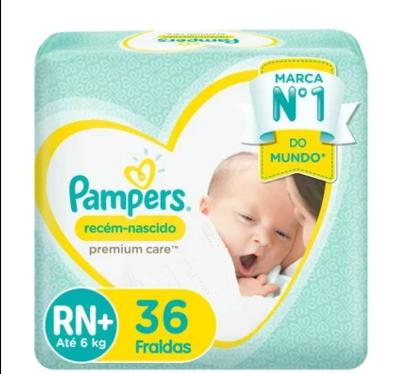 Fralda Pampers Premium Care Recém-nascido Rn+ Com 36 Unidades