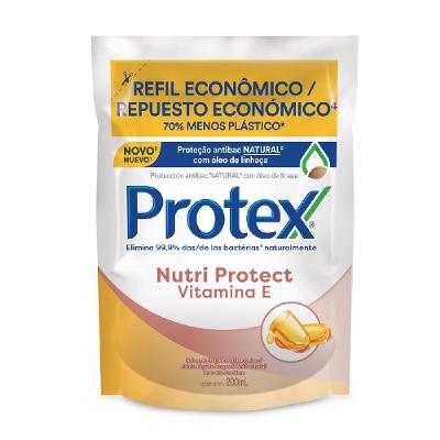 Sabonete Líquido Antibacteriano Para As Mãos Protex Nutri Protect Vitamina E Refil 200ml