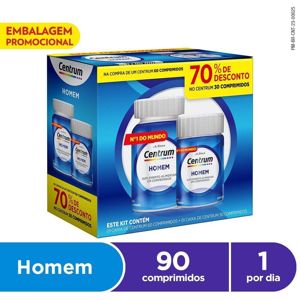 Kit Centrum Homem Multivitamínico De A A Zinco Com Vitaminas E Minerais Com 30+60 Comprimidos - 1