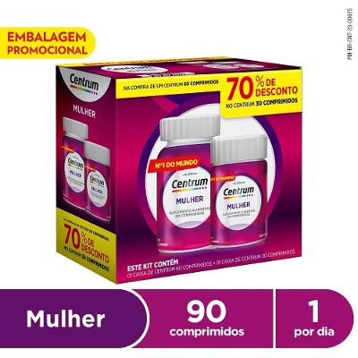 Kit Centrum Mulher Multivitamínico De A A Zinco Com Vitaminas E Minerais Com 30+60 Comprimidos