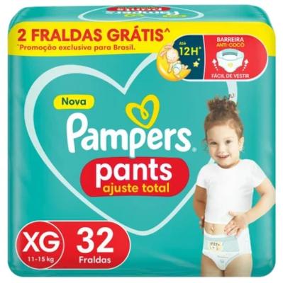 Fralda Pampers Pants Mega Ajuste Total Xg Com 32 Unidades