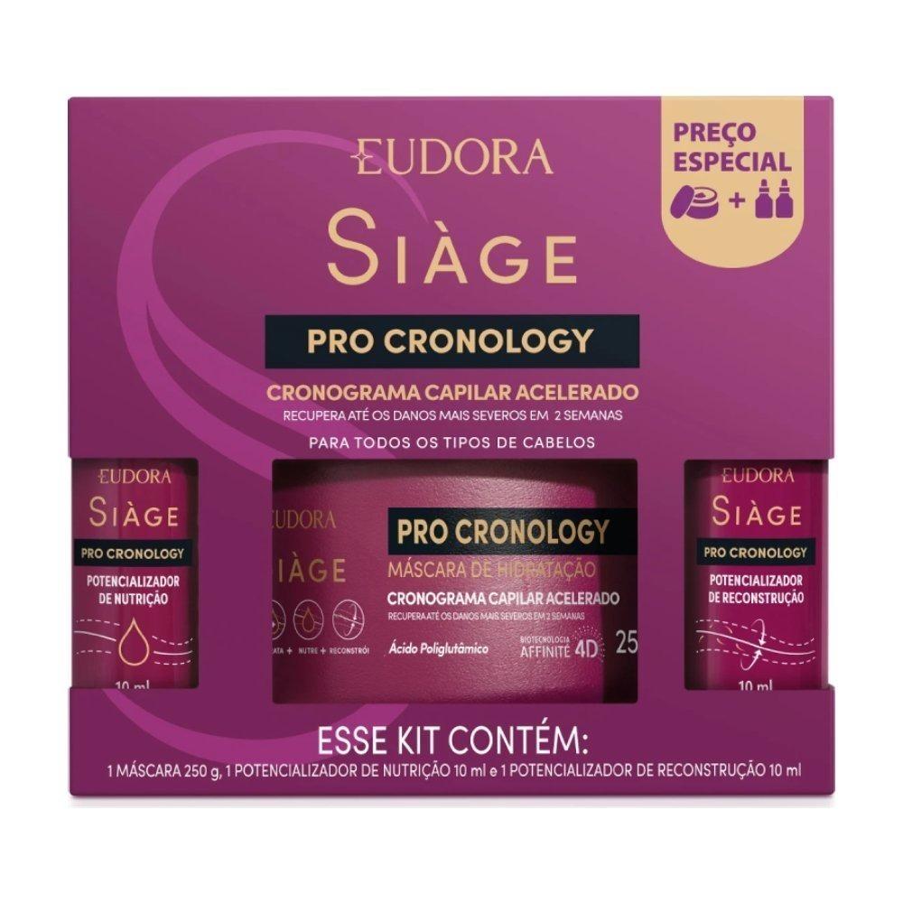 Kit Eudora Siage Pro Cronology - Mascara Capilar 250g+ Drop Reconstrução 10ml + Drop Nutrição 10ml - 1