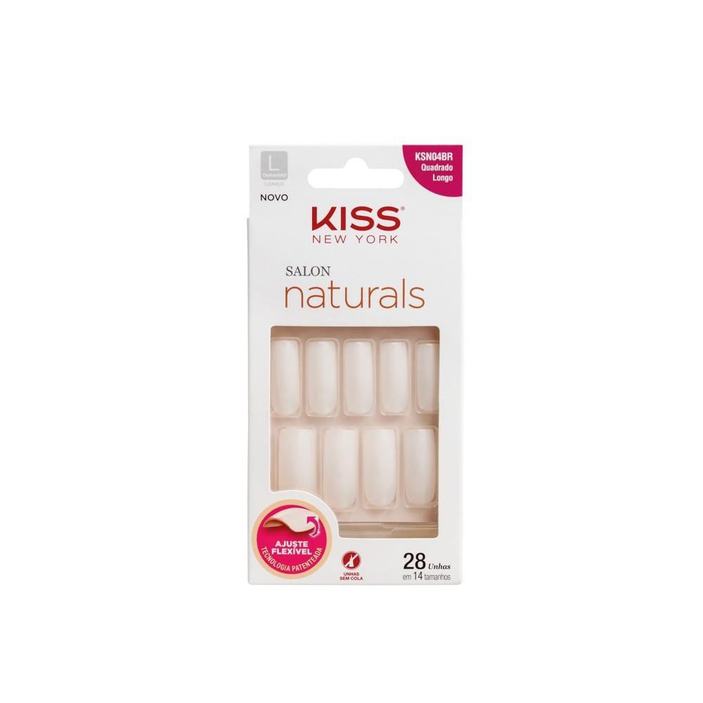 Unhas Postiças Kiss Natural Longo Quadrado - 1