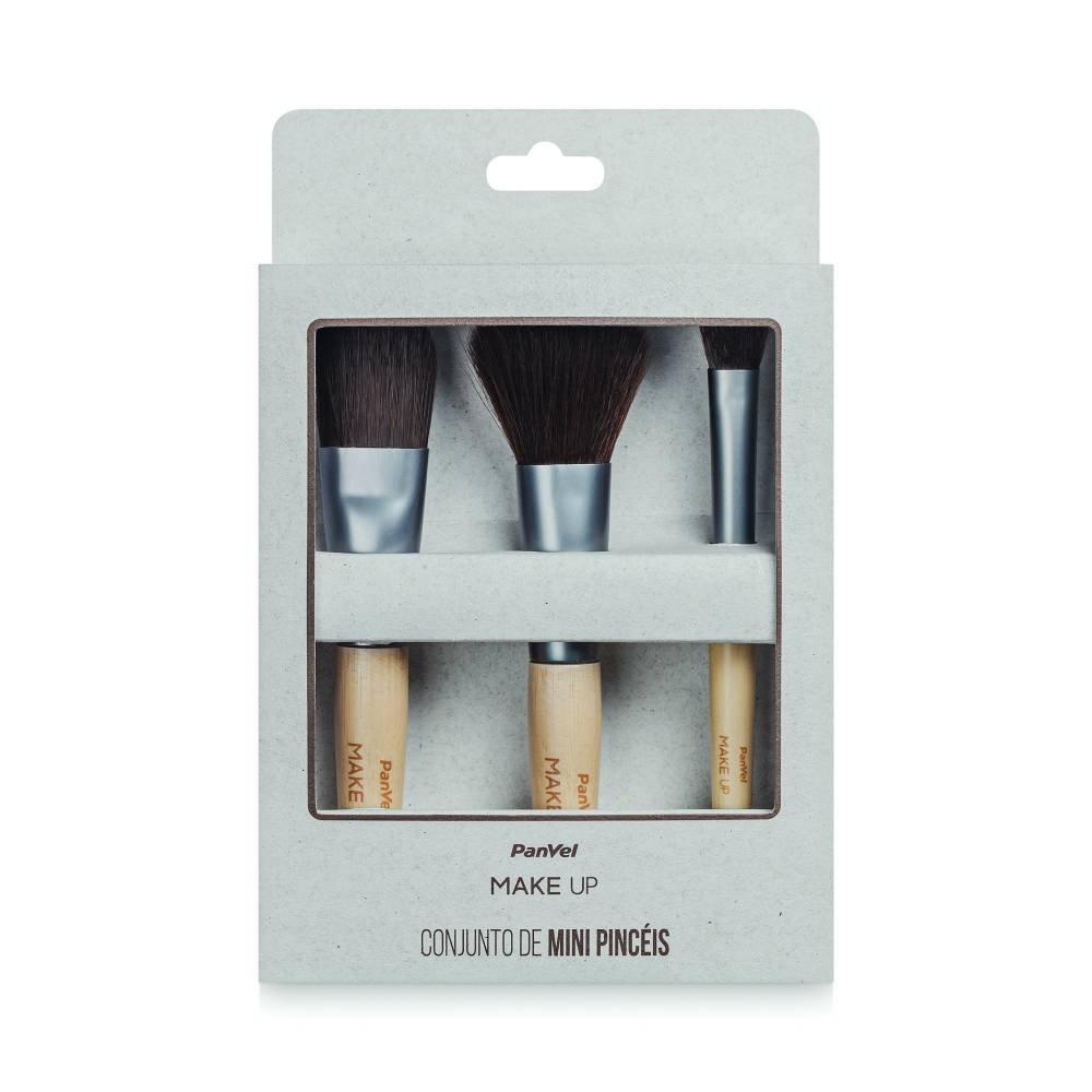 Kit Panvel Make Up Com 3 Mini Pincéis Para Maquiagem - 1