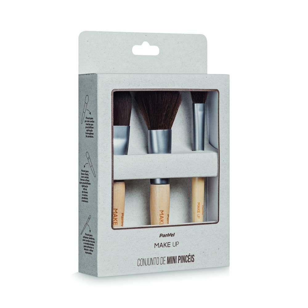Kit Panvel Make Up Com 3 Mini Pincéis Para Maquiagem - 2