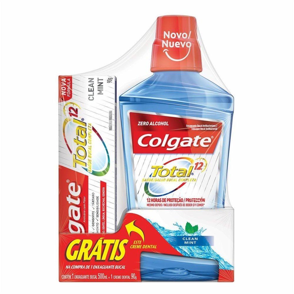 Enxaguante Bucal Colgate Total 12 Clean Mint 500ml Promo Grátis Creme Dental Colgate Total 12 90g - 1