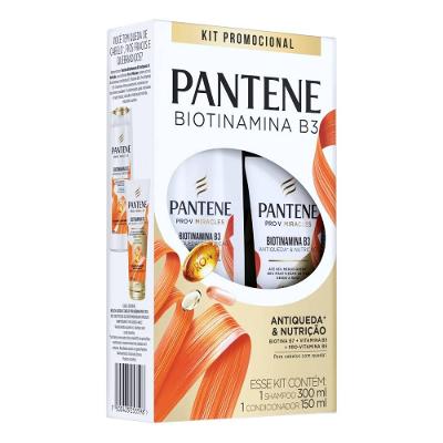 Kit Pantene Biotinamina B3 Antiqueda Shampoo 300ml + Condicionador 150ml