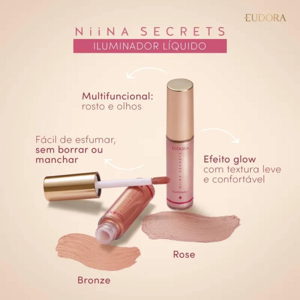 Iluminador Líquido Eudora Niina Secrets Luminous Rose 10ml - 4