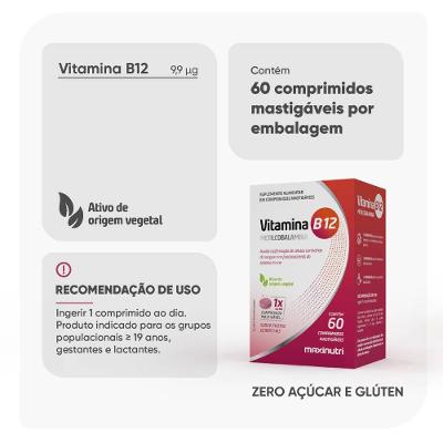 Vitamina B12 Maxinutri 60 Comprimidos Mastigáveis