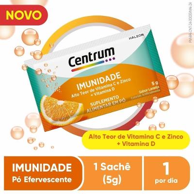 Centrum Pó Efervescente Imunidade Sabor Laranja Com Vitaminas C, D E Zinco Sachê 5g