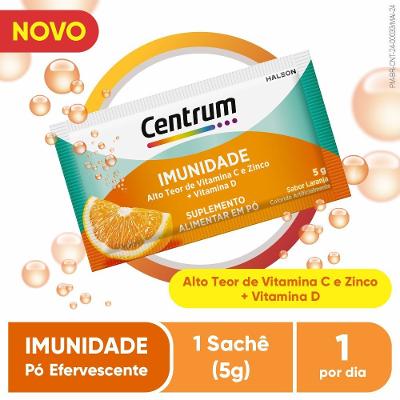 Centrum Pó Efervescente Imunidade Sabor Laranja Com Vitaminas C, D E Zinco Sachê 5g