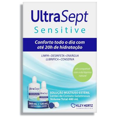 Kit Ultrasept Sensitive Solução Para Lentes De Contato Com 360ml+120ml