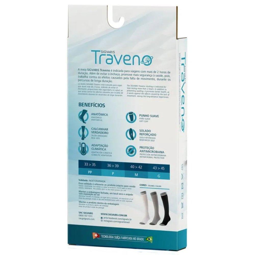 Meia Compressão 170 Traveno Panturrilha Unisex Ponteira Fechada Grande Preta - 3