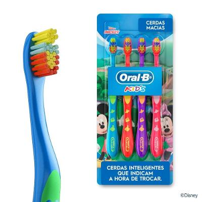 Escova Dental Infantil Oral-b Mickey 4 Unidades
