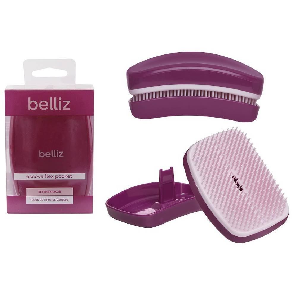Escova De Cabelos Belliz Flex Pocket Cassis - 1