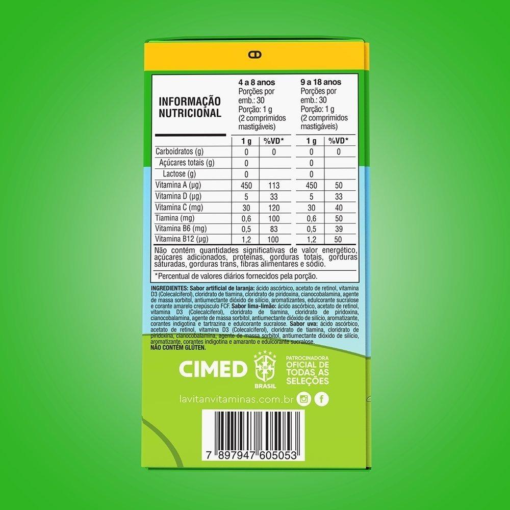 Vitamina Infantil Mastigável Sabor Uva, Limão E Laranja Lavitan Patati Patatá Com 60 Comprimidos - 3