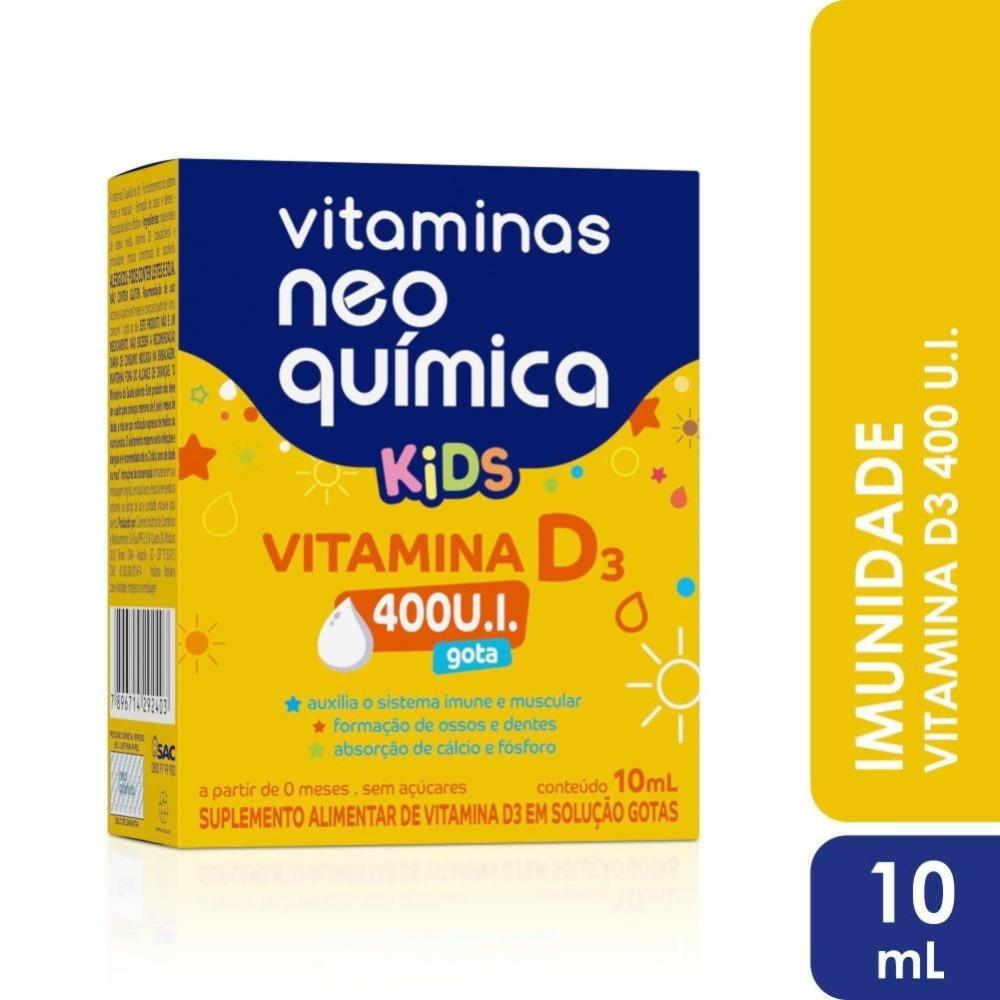 Vitaminas Kids Vitamina D3 Neo Química Gotas 400ui 10ml - 2