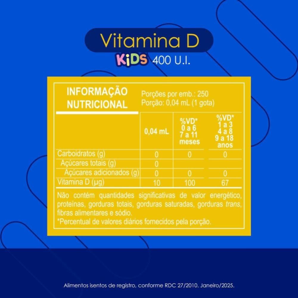 Vitaminas Kids Vitamina D3 Neo Química Gotas 400ui 10ml - 3
