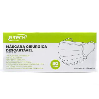 Máscara Cirúrgica Descartável G-tech 50 Unidades