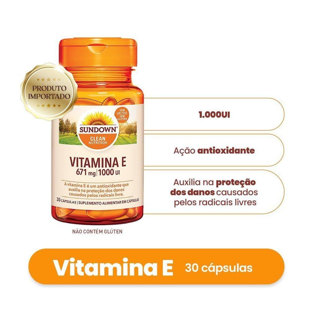 Suplemento Alimentar Sundown Vitamina E 1.000 Ui 30 Cápsulas - 1