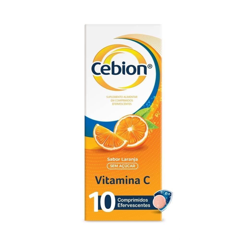 Cebion Vitamina C 1g Sabor Laranja Sem Açúcar Com 10 Comprimidos Efervescentes - 1