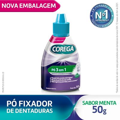 Pó Fixador De Dentadura Corega Forte Fixação Sabor Menta 50g