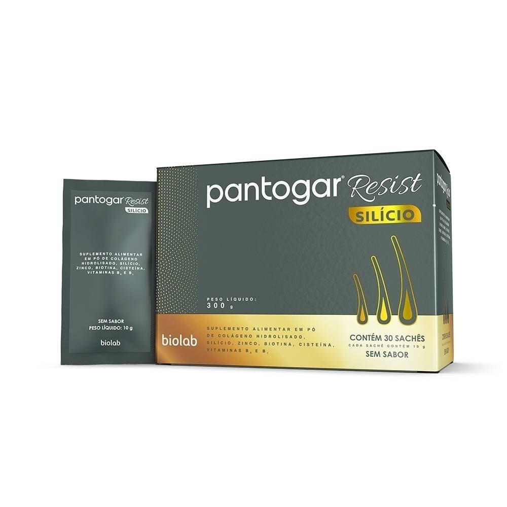 Suplemento Alimentar Pantogar Resist Em Pó Silicio Sem Sabor 30 Saches Com 10g Cada - 1