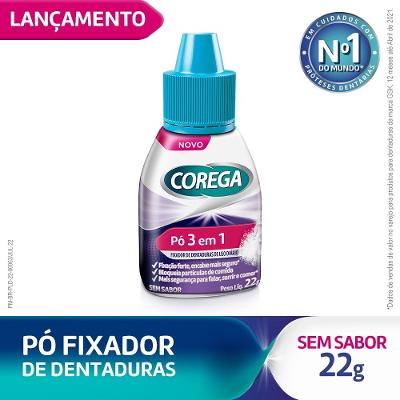 Fixador De Dentadura Corega Po Lc Sem Sabor 3 Em 1 22g
