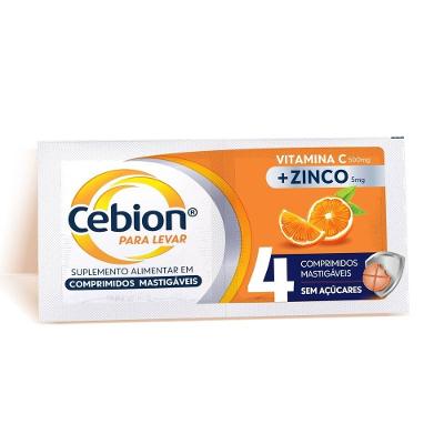 Cebion Para Levar Vitamina C +zinco 4 Comprimidos Mastigáveis