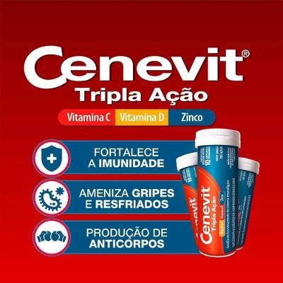 Cenevit Tripla Ação Laranja 10 Comprimidos Efervescentes
