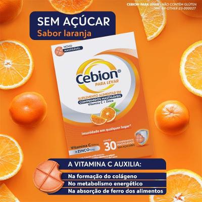 Cebion Para Levar Vitamina C +zinco 30 Comprimidos Mastigáveis