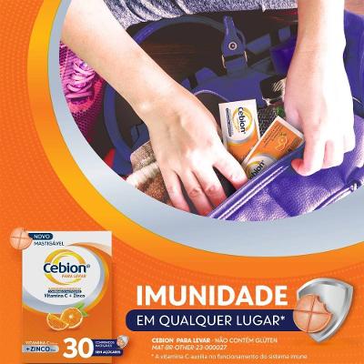 Cebion Para Levar Vitamina C +zinco 30 Comprimidos Mastigáveis