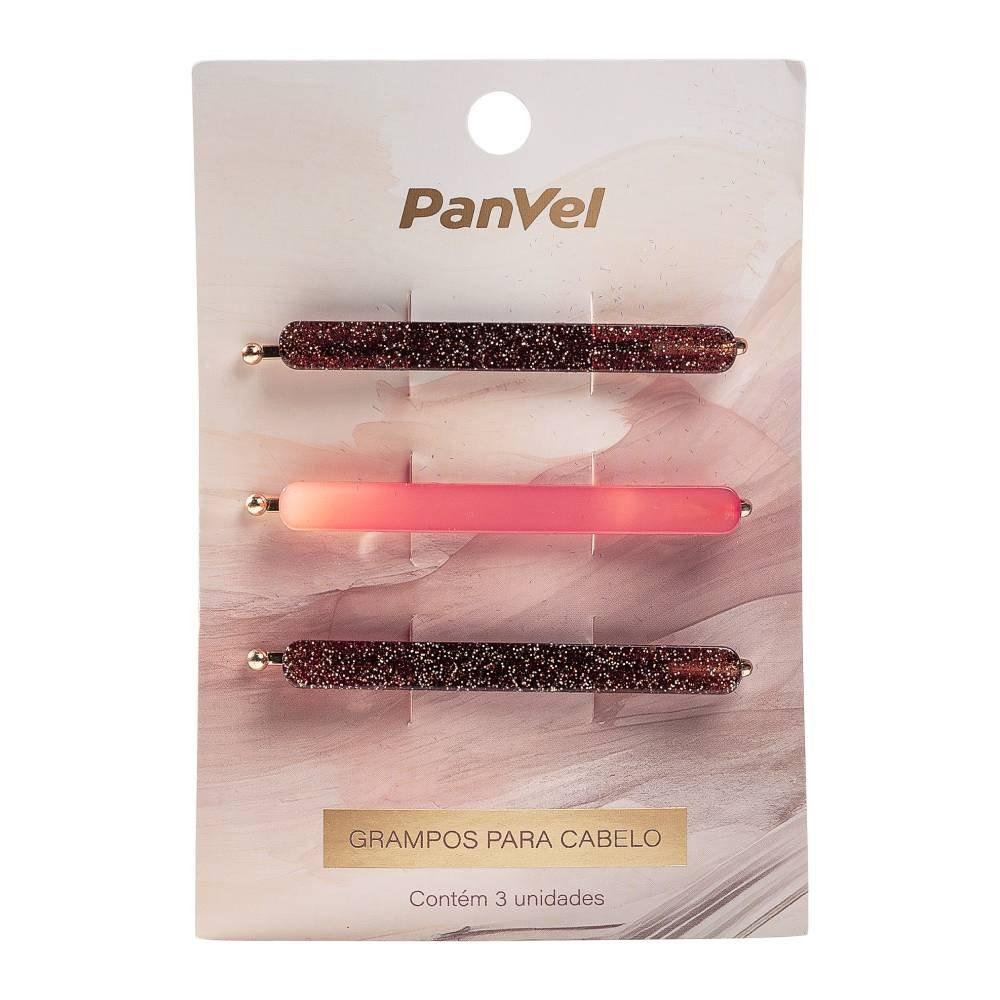 Kit De 3 Presilhas De Metal Acrílico Panvel New Classic Iconic Edition Rosa E Marrom Glitter - 1
