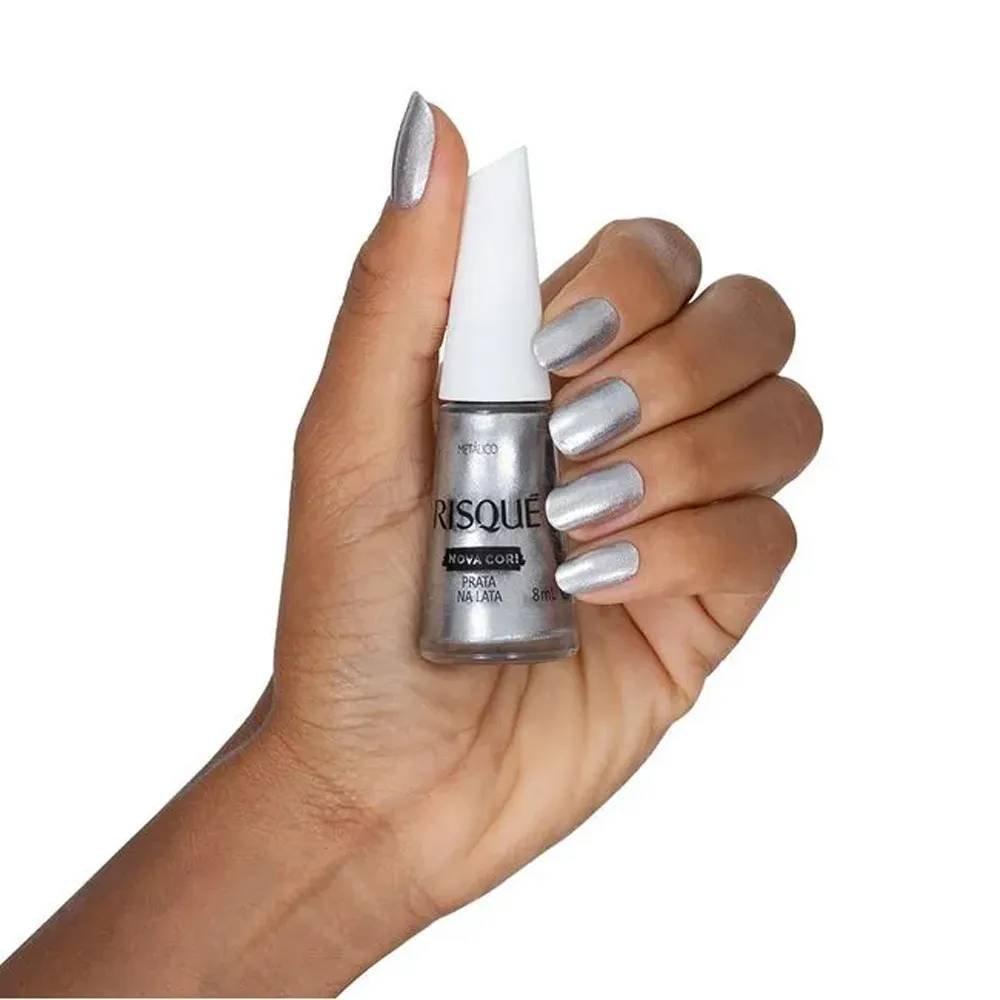 Esmalte Risqué Prata Na Lata Metálico 8ml - 2