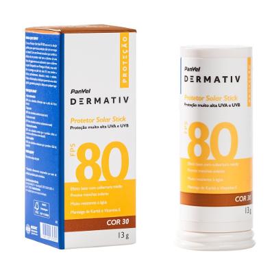 Protetor Solar Facial Em Bastão (stick) Fps80 Panvel Dermativ Cor 30 13g