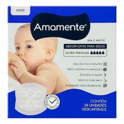 Absorvente Para Seios Amamente Super Premium Dia E Noite 24 Unidades