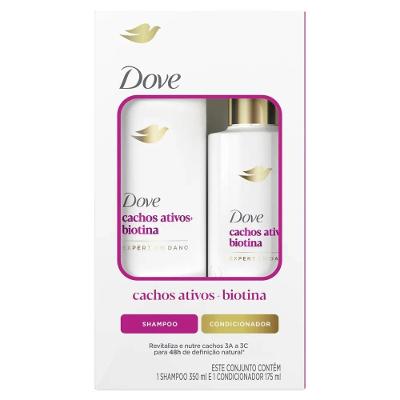 Kit Dove Cachos Ativos + Biotina Expert Em Danos Shampoo 350ml + Condicionador 175ml