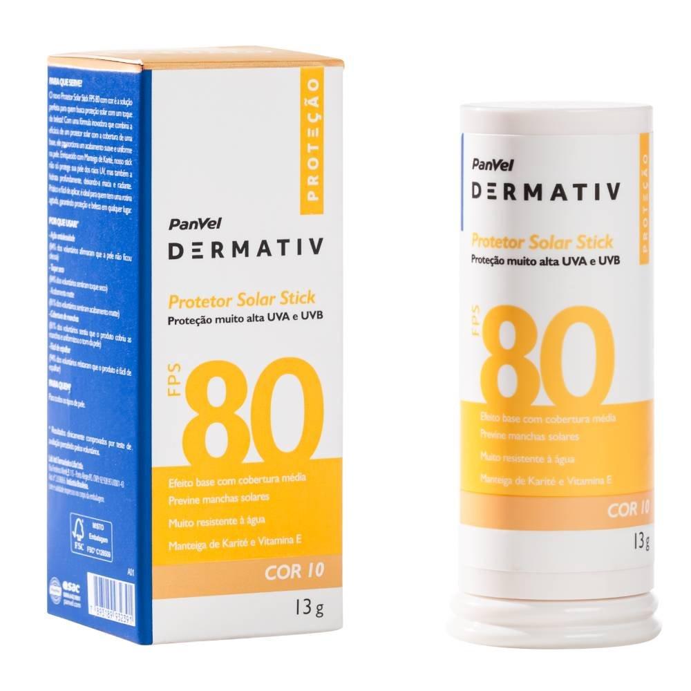 Protetor Solar Facial Em Bastão (stick) Fps80 Panvel Dermativ Cor 10 13g - 1
