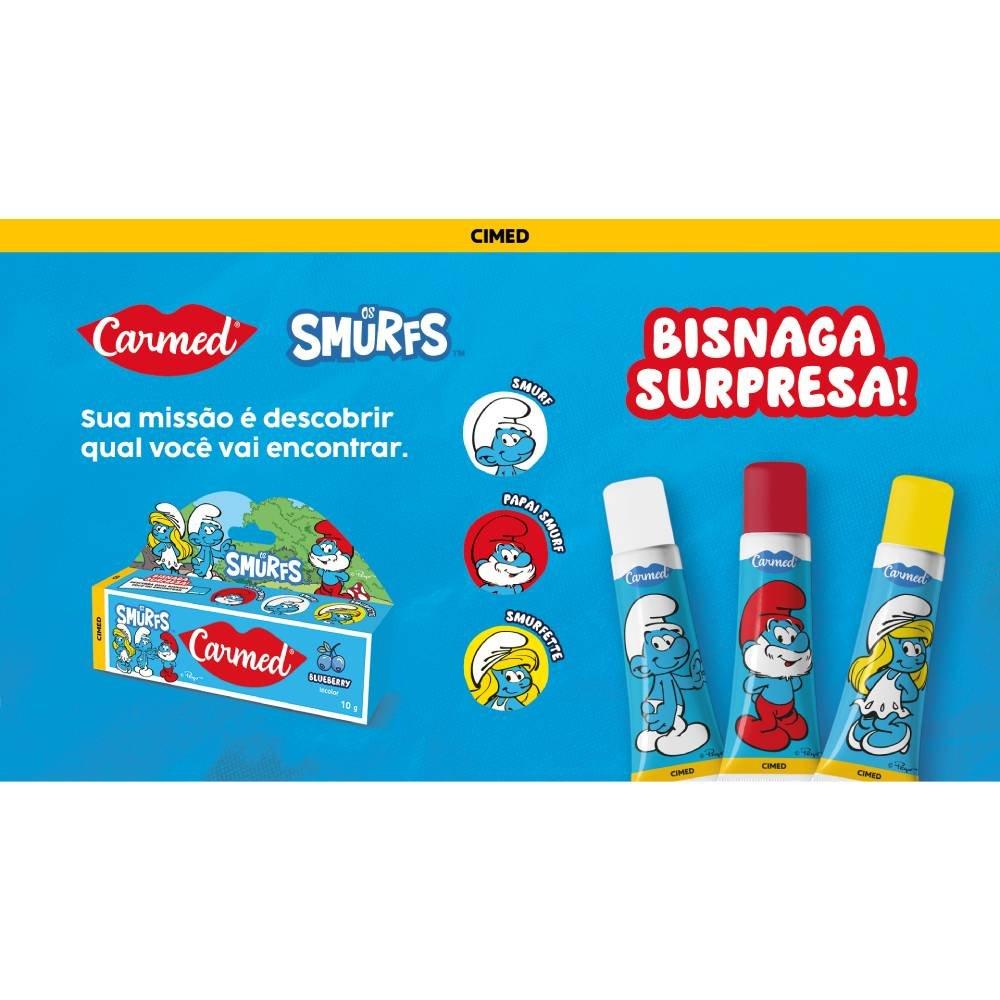 Hidratante Labial Carmed Smurfs Blueberry Bisnaga Surpresa 10g - 3