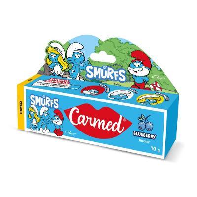 Hidratante Labial Carmed Smurfs Blueberry Bisnaga Surpresa 10g