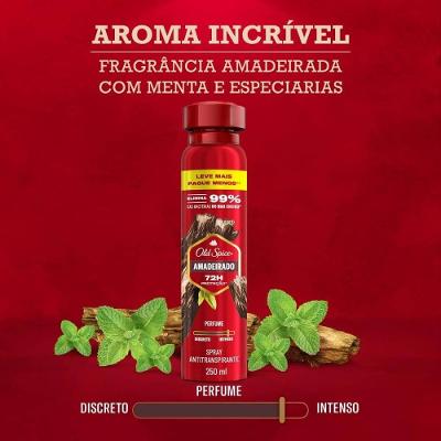 Desodorante Spray Antitranspirante Old Spice Amadeirado 250ml