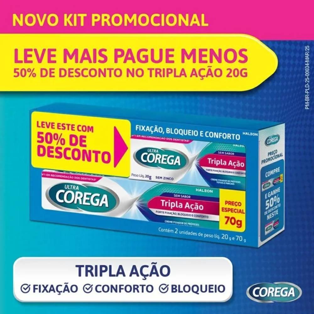 Kit Fixador De Prótese Ultra Corega Tripla Ação 70g + 20g - 4