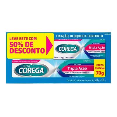 Kit Ultra Corega Fixador De Prótese Tripla Ação 70g + 20g