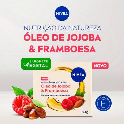 Sabonete Corporal Vegetal Em Barra Nivea Nutrição Da Natureza Óleo De Jojoba E Framboesa 80g